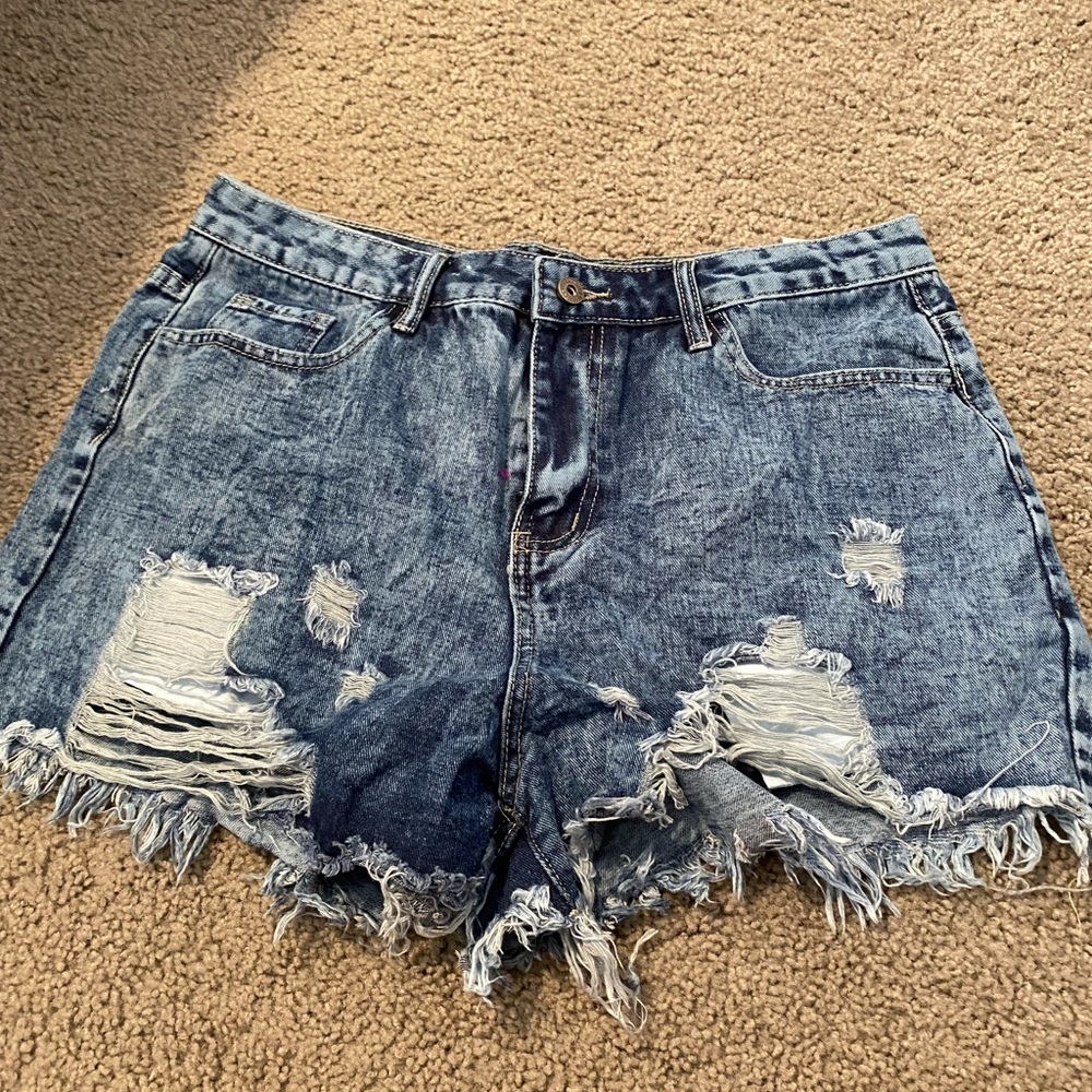 Distressed Denim Shorts